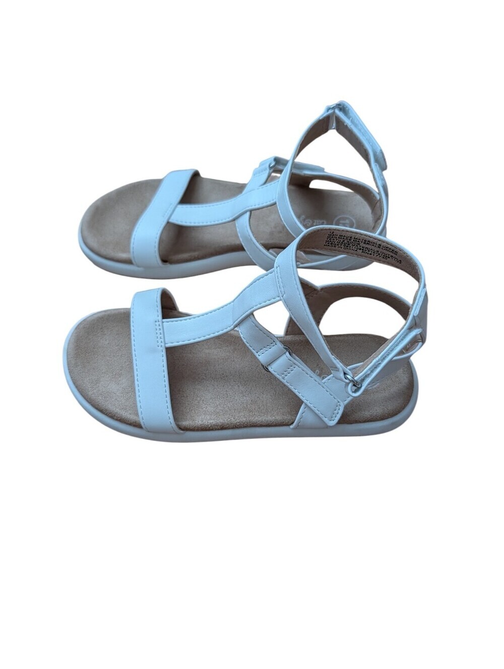Cat & Jack White Girls T-Strap Buckle Leather Sandals Size 12